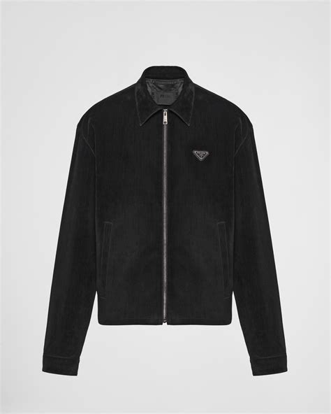 prada velvet denim blouson|Black Velvet Denim Blouson Jacket .